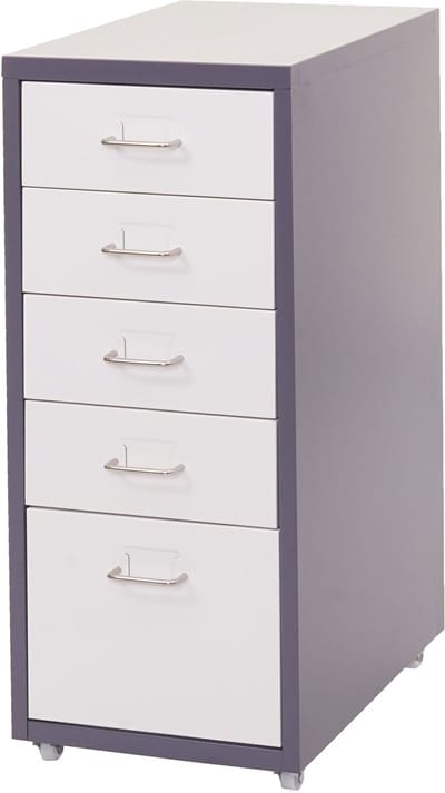 Trolley kast Boston T851, stalen ladekast, 69x28x41cm 5 laden ~ donkergrijs wit