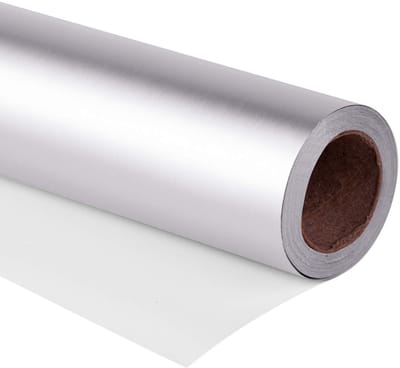 Papieren rol voor geschenkverpakkingen, mat zilver, voor bruiloft, verjaardag, douche, felicitaties en vakantiegeschenken, 76 cm x 10 m per rol