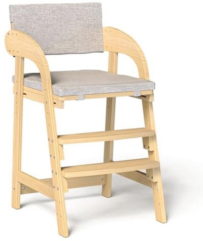 Houten verstelbare kinderstoel voor baby's en peuters van 2-12 jaar, tot 130 lbs, met verbreed voetpedaal en wasbaar kussen