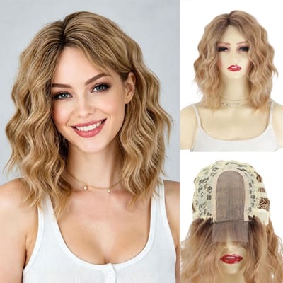 Dailygoods- Pruik met golvende bob - Lace Front - Synthetische pruik - Pony - Realistisch hoofdhuideffect - Geschikt voor dunner haar - Haarstuk