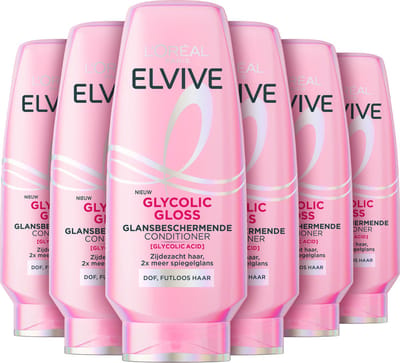 L'Oréal Paris Elvive Glycolic Gloss Conditioner 200ml - Dof haar - 6 stuks