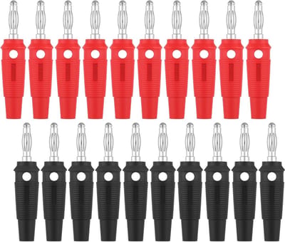 Cosensi - 4 mm Banana Plugs - Hoogwaardige aansluitconnectoren - Zwart en rood - Perfect voor audio- en videoapparatuur - Ideaal voor versterkers e...