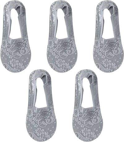 5 Paar Onzichtbare Enkelsokken voor Dames – Lage Zomersokken, Dun en Ademend, Comfortabele Enkelsokken met Siliconen Antislip, Onzichtbaar Design voor Sneakers en Schoenen-Grijs