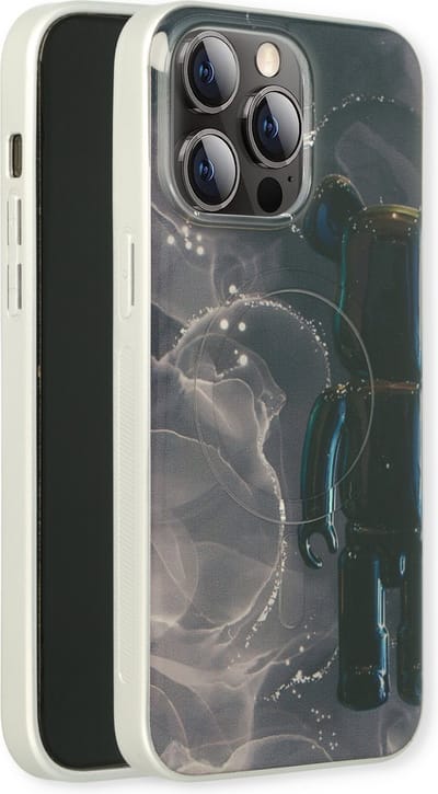 Casemania Hoesje Geschikt voor Apple iPhone 15 Pro - Zwart - Siliconen Marmer Back Cover - Geschikt voor MagSafe