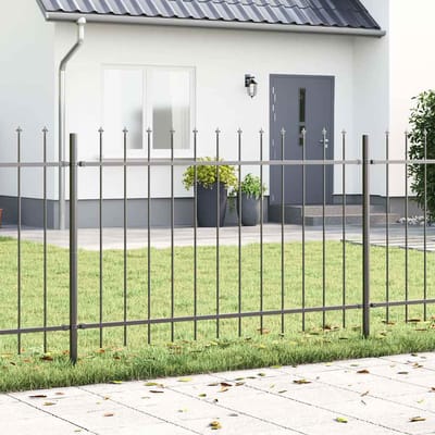 vidaXL - Tuinhek - WOERDEN - 7 - st - 11,9 - x - 1,2 - m - Poedergecoat - staal - Grijs