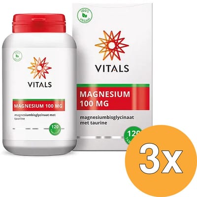 3x Vitals Magnesiumbisglycinaat 100 mg (120 tabletten)
