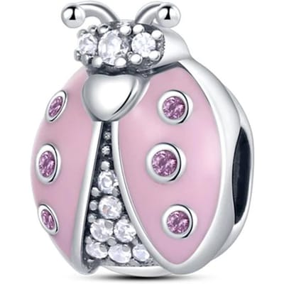 Roze Lieveheersbeestje Gelukskralen Koper Verguld Echt Past op Echte Bedelarmbanden Kralen Sieraden Doe-het-zelf Cadeau Voor Vrouwen white