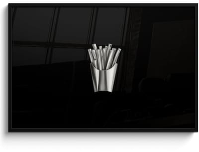 Poster in lijst - Fotolijst 120x80 cm - Posters - Frietjes - Futuristisch - Zilver - Posterlijst zwart - Decoratie - Wanddecoratie woonkamer - Muurdecoratie slaapkamer