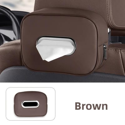 1 stuks PU Leer Auto Tissue Box Houder, Multifunctionele Opbergorganizer voor Zonneklep, Achterbank, Armsteun - Voertuig Interieur Accessoire bruin