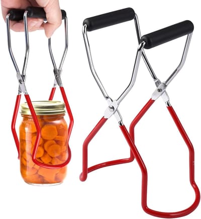 Roestvrijstalen Glazen Lifter met Antislip Handvat en Beveiligingsclip voor Potten tot 18 cm Diameter, Ideaal voor Inmaak en Bewaren van Voedsel
