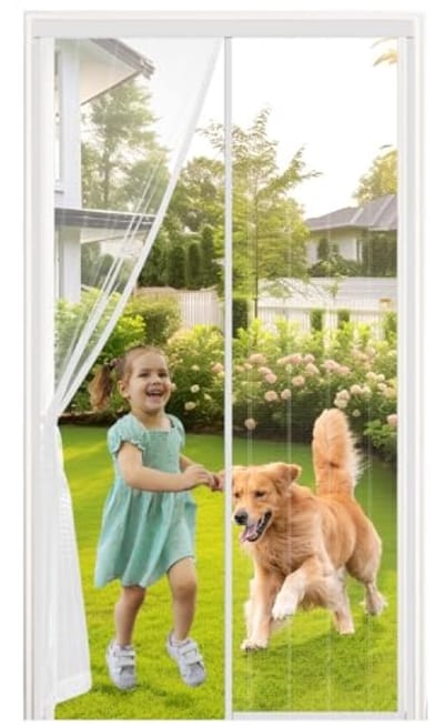 Vliegengordijn voor hordeur 100x220cm - Verbredende magnetische hor met sterke magneten en 3,8cm klevendeband - voor terrasdeur, schuifdeur & woonkamer - zwart