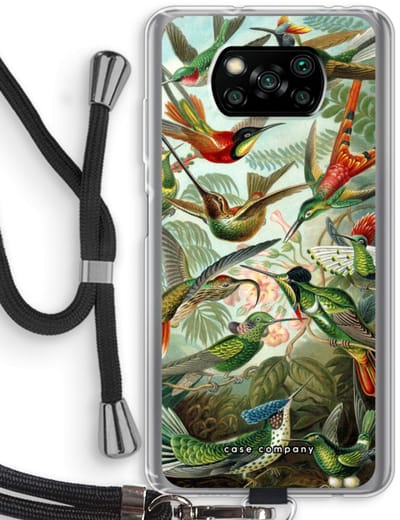 Case Company® - Hoesje met koord geschikt voor Poco X3 Pro hoesje met Koord - Haeckel Trochilidae - Telefoonhoesje met Zwart Koord - Bescherming aan alle Kanten en Over de Schermrand