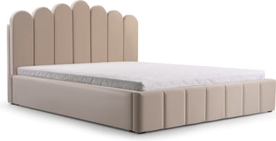 Tweepersoonsbed met fluwelen bekleding, met hoofdeinde, lattenbodem, bed voor volwassenen - BED 03 - 160x200 - Lichtgrijs (TRINITY 5)