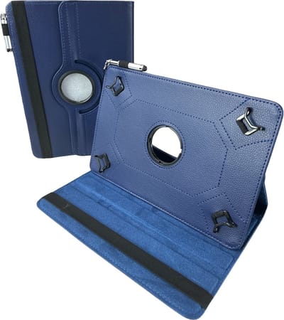 Universele Tablet Hoes voor 10 inch Tablet - 360° draaibaar - Donkerblauw Geschikt voor: Teclast/Huawei/Blackview/Asus/Lenovo/Fusion/Vankyo/Fire/DOOGEE/Hipad/Xiaomi/BOOX/PRITOM/TCL/OPPO Android Pad Tablets