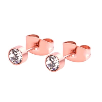 Aramat Jewels | Oorbellen | Rosékleurige kristallen oorstekers – 4 mm | | | |4mm | Staal | Kinderen, Volwassenen | Verkleurd niet