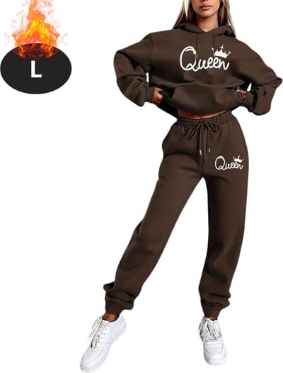 Nivard Joggingpak - Huispak - Volwassenen - Trainingspak - Comfortabel - Joggingsbroek - Tracksuit - Dames - Winter - Koffie - L