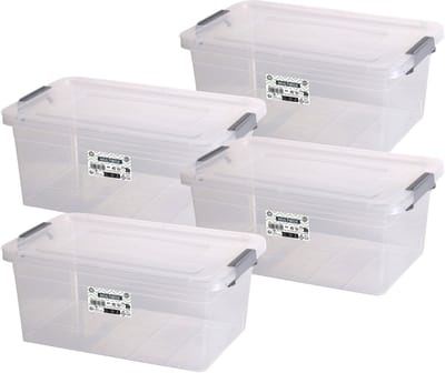 Urban Living Opberg box - 4x - 8,5 liter - 35 x 23 x 15 cm - deksel en clips - waterdicht - tuin/schuur/kast