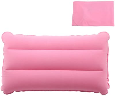 Opblaasbaar kussen - ultralicht campingkussen - roze - 44 x 28 cm
