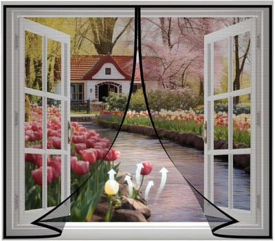 Magnetisch Vliegengaas Deur Raamhor Klamboe Zonder Boren Voor Schuifdeur, Insectenbescherming, Gordijndeur, Zwart,65x165cm