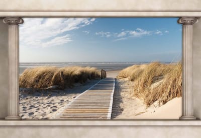 Fotobehang Beach Window View | XL - 208cm x 146cm | 130g/m2 Vlies