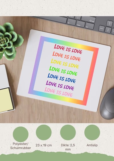 Akyol - lgbtq cadeau - Muismat - Lgbt - queer - met opdruk - lgbt - love is love - pride month - lgbtq vlag - gay pride - met tekst - opdruk - leuke pride spullen - verjaardag - cadeau - gift - 23 bij 19 cm