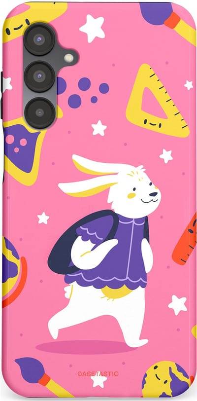 Casetastic hoesje geschikt voor Samsung Galaxy A16 - Dubbellaagse bescherming - Slimme konijnensprongen - Fashion Case - Koraal Geel Roze