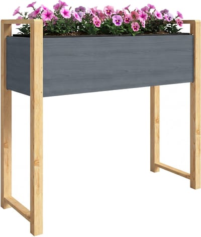 Outsunny tuinbed - Vurenhout - 98 x 37 x 90 cm - Grijs