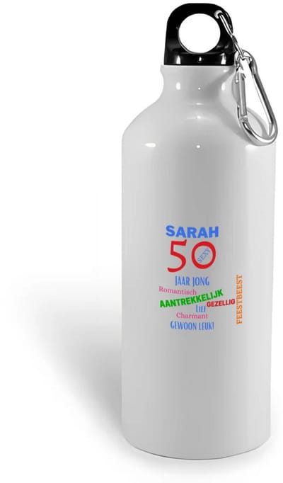 Hacebo® - sarah 50 jaar jong waterfles - 49+1 - mensen die 50 zijn geworden - 50 jaar Sarah en Abraham cadeau - Jubileum man en vrouw - Verjaardags - Grappige tekst - Jarig - Verjaardag - water fles - 400ML