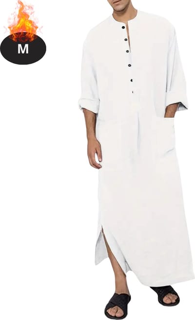 Nivard Islamitische Kleding - Djellaba Heren - Moslim Kleding - Arabisch Mannen Kaftan - Alhamdulillah - Wit M