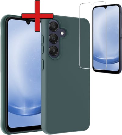 Hoesje - Met Screenprotector - Geschikt voor Samsung Galaxy A26 - Sterk & Shockproof - Telefoon Hoes - Back Cover - Siliconen Case - Telefoonhoes - Donkergroen
