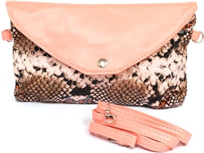 Schoudertas - Oudroze - Met slangenprint - 12x24 Centimeter - Ook te gebruiken als clutch