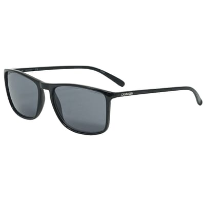 Calvin Klein CK20524S 001 glanzend zwarte effen rookgrijze zonnebril