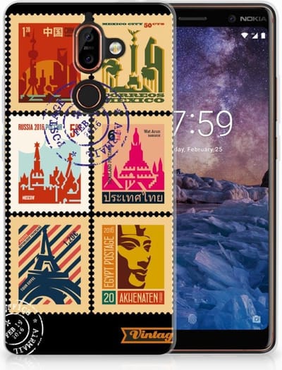 Nokia 7 Plus Siliconen Back Cover Postzegels