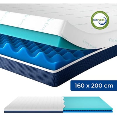 CozySense® DualFeel Topper Matras 160x200 - Matras Topper - Topmatras - Topdekmatras - Met Koele & Warme Kant - CertiPUR® - Stevige Hardheid - 7.5 cm - Wasbare Hoes