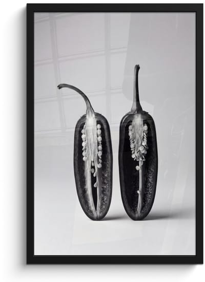 Poster in lijst - Fotolijst 40x60 cm - Posters - Pepers - Zwart - Wit - Zaadlijsten - Posterlijst zwart - Decoratie - Wanddecoratie woonkamer - Muurdecoratie slaapkamer