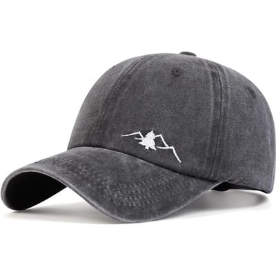 Casquettes de baseball unisexes avec broderie de montagne, lavées, pour le printemps et l'automne, réglables, chapeaux décontractés d'extérieur, chapeau anti-soleil, casquette de sport gray