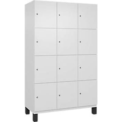 C+P Cambio lockerkast, 3 vakken, 12 vakken, op poten, B 1200 x D 525 x H 1980 mm, verkeerswit