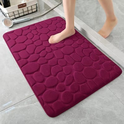 Mat Antislip Tapijten Kasseien Reliëf Badkamer Bad In Wastafel Badkuip Zijde Vloerkleed Douchekamer Deurmat Traagschuim voor Huis 40x60cm rood