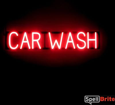 CAR WASH - Lichtreclame Neon LED bord verlicht | SpellBrite | 84 x 16 cm | 6 Dimstanden - 8 Lichtanimaties | Reclamebord neon verlichting