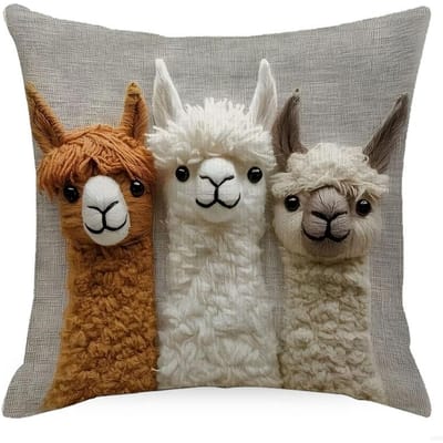 Alpaca Print Kussenhoes Dubbelzijdig Pluche Kussen Ultra Zacht Huidvriendelijk Bank Decoratie Cadeau Linen 50*50(CM)-1Pcs