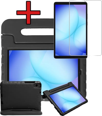 Hoesje - Geschikt voor Samsung Galaxy Tab A11 / A9 - Met Screenprotector - Kinderhoes - Shockproof Bumper - Kidsproof Case - Tablethoes - Kinder Hoes Cover - Zwart