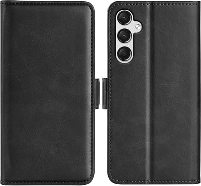MobyDefend Hoesje - Geschikt voor Samsung Galaxy A25 - Luxe Wallet Book Case (Sluiting Zijkant) - Zwart