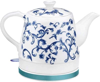 Elektrische Waterkoker - Keramische Ketel - Snel Water Koken - Dubbele Isolatie - 1.2 Liter - Blauw Wit