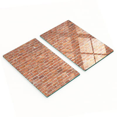 Decoratieve snijplanken van gehard glas met bakstenen muurmotief, 2x30x52 cm