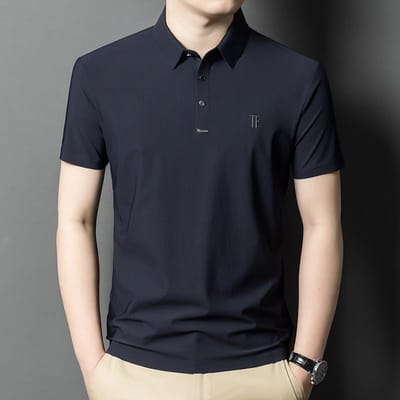Heren Nieuw Poloshirt met Korte Mouwen, Nieuwe Zomerkleding, Middelbare Leeftijd Business Casual Dun T-shirt Onderhemd 3XL
