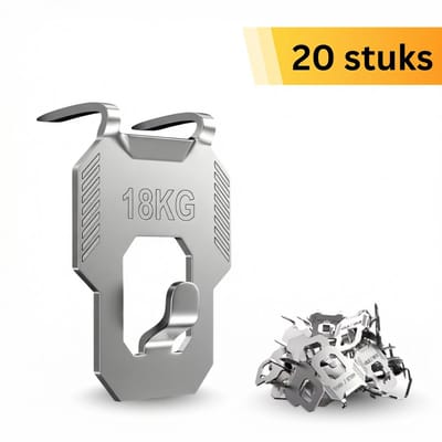 JustValue Gipswand Ophanghaak - 20 Stuks - Zonder Boren - 18KG Draagkracht - Voor Gipsplaat - Fotolijst - Schilderij - Drywall - 20 Stuks