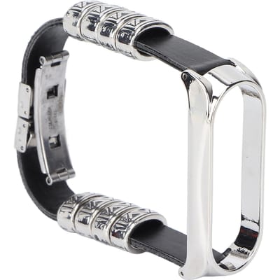 Bracelet de poignet en cuir rétro pour Xiaomi Mi Band 5 6 NFC Bracelet de montre en cuir rétro mode Noir Argent gray