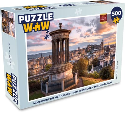 Puzzel Monument bij het kasteel van Edinburgh in Schotland - Legpuzzel - Puzzel 500 stukjes