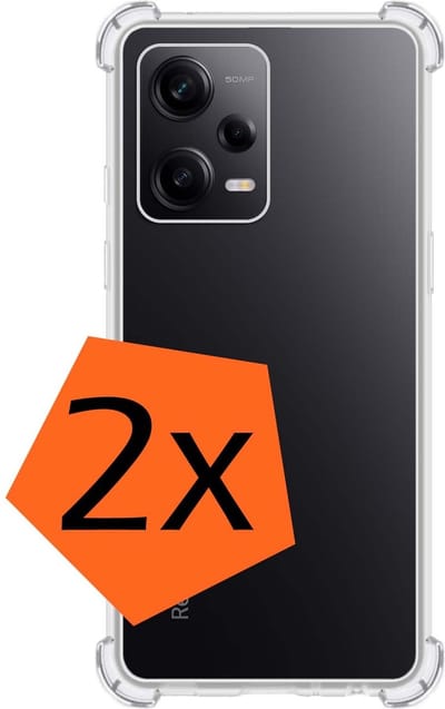 Hoes - 2 Stuks - Geschikt voor Xiaomi Redmi Note 12 Pro+ - Sterk & Shockproof - Siliconen Case - Back Cover - Telefoon Hoesje Shock Proof - Transparant
