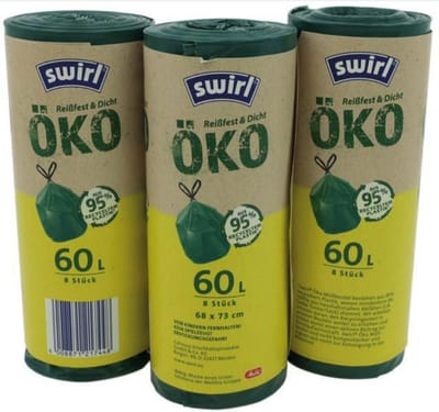 Swirl Eco Vuilniszakken met Trekband – Voordeelverpakking - 3 pakken - 60 Liter – 95% Gerecycled – 3 X 8 Stuks